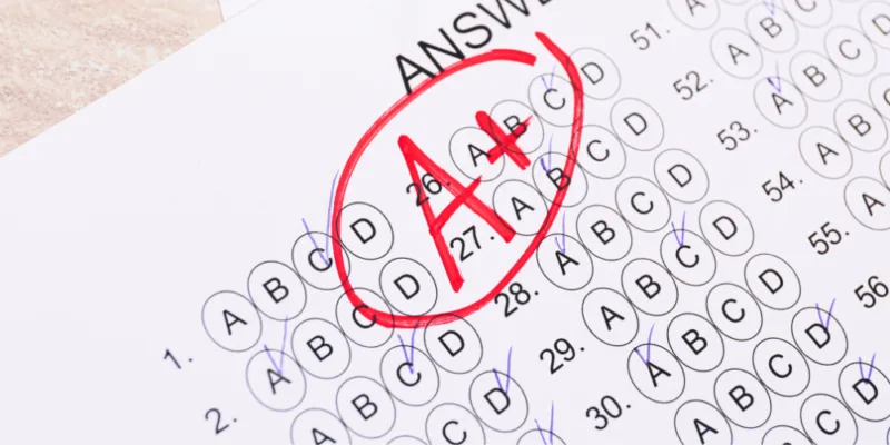 An exam marked with an A+