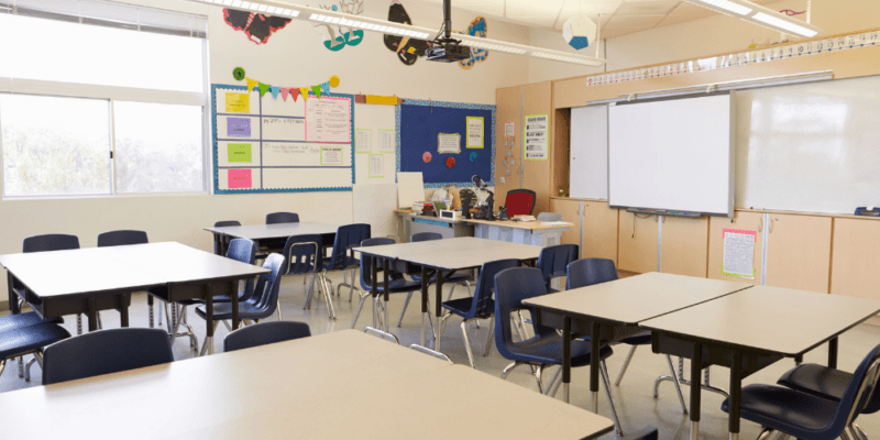 Inside of an empty classroom